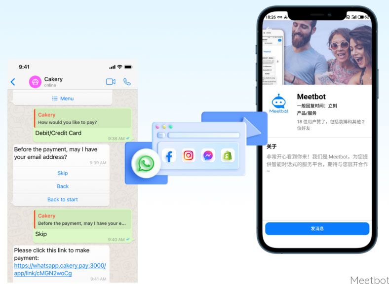 WhatsApp手机APP搭配Meetbot智能营销机器人，让WhatsApp营销更加自动化和精细化