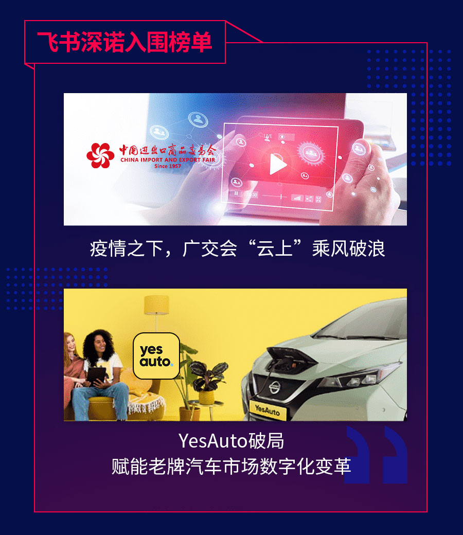 入围SMARTIES China 2021年度出海营销奖评选的飞书深诺集团案例：中国展会品牌广交会和汽车之家海外平台YesAuto