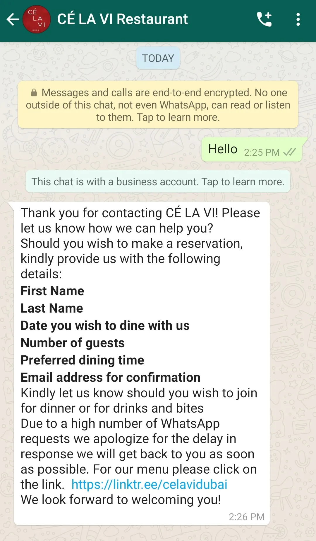 餐厅公司在海外使用WhatsApp智能营销机器人的聊天对话功能简化座位预订流程